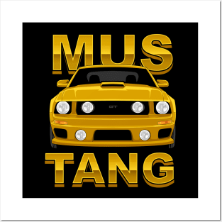 Yellow Mus Tang American Muscle Vehicle 2009 GT Posters and Art